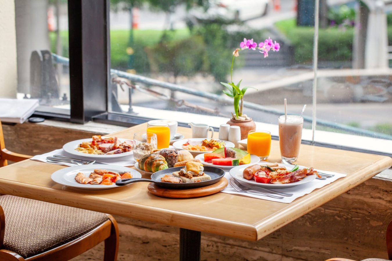 tasty breakfast spread at cafe
