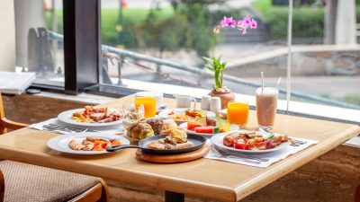 tasty breakfast spread at cafe